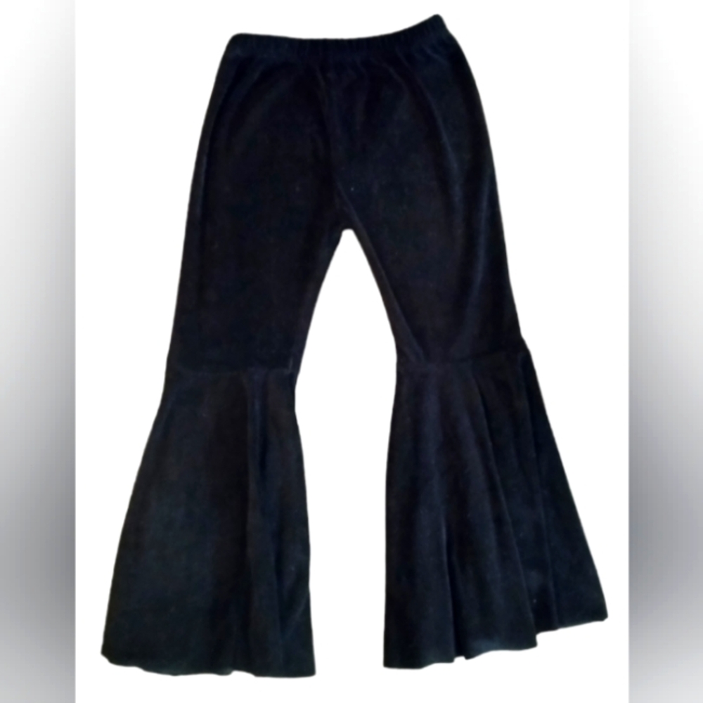 Girls Honey Bean Size 6 Black Velvet Flare Pants